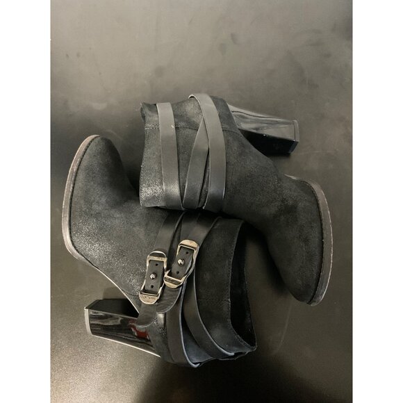 JIMMY CHOO Ankle Boots Women Black Suede Melba Double Side Buckle Slip On IT 40* - Picture 11 of 13